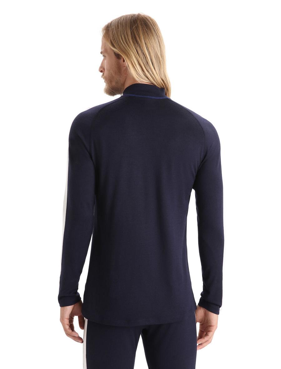 Midnight Navy / Royal Navy Icebreaker Merino 200 Sonebula Long Sleeve High Neck Thermal Top Men's Base Layers | AU 1346CTVE